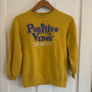 Positive Vibes Yellow Sweater, children size 11-12.